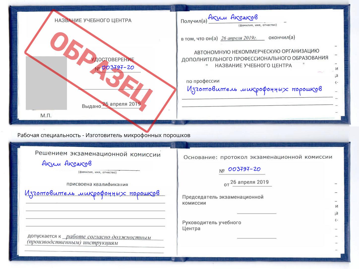 Изготовитель микрофонных порошков Джанкой