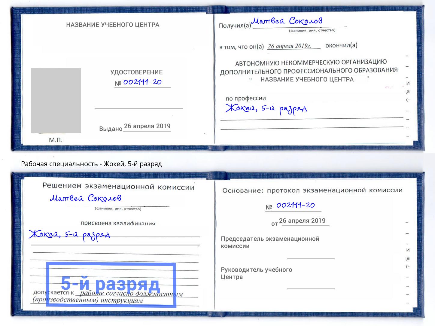 корочка 5-й разряд Жокей Джанкой