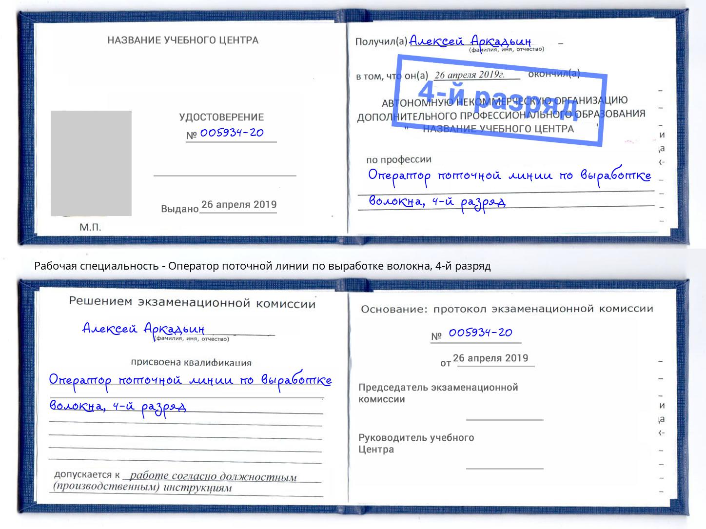 корочка 4-й разряд Оператор поточной линии по выработке волокна Джанкой